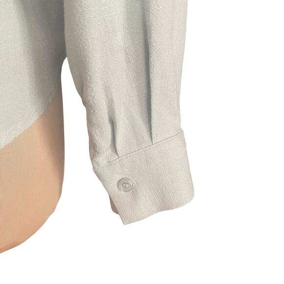 Klesis Linen Blend Sage Button Down Shirt LRG Super Soft Roll Tab Sleeve Casual - Picture 5 of 9